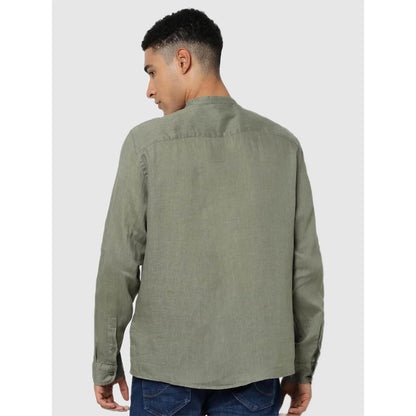 Green Solid Linen Shirt