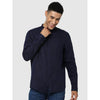Celio* Solid Regular Fit Linen Navy Blue Shirt