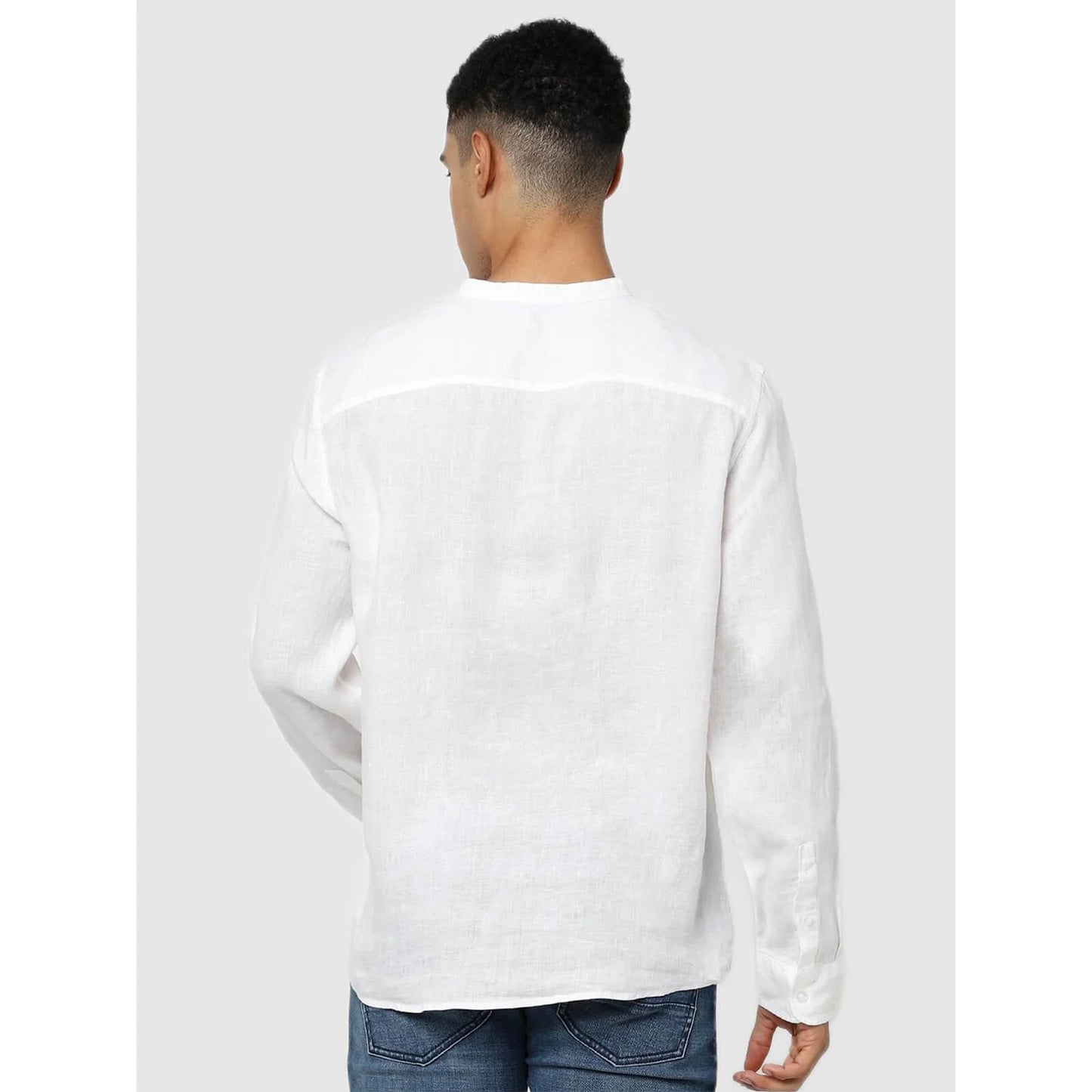 Celio* Solid Regular Fit Linen White Shirt