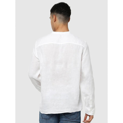 Celio* Solid Regular Fit Linen White Shirt