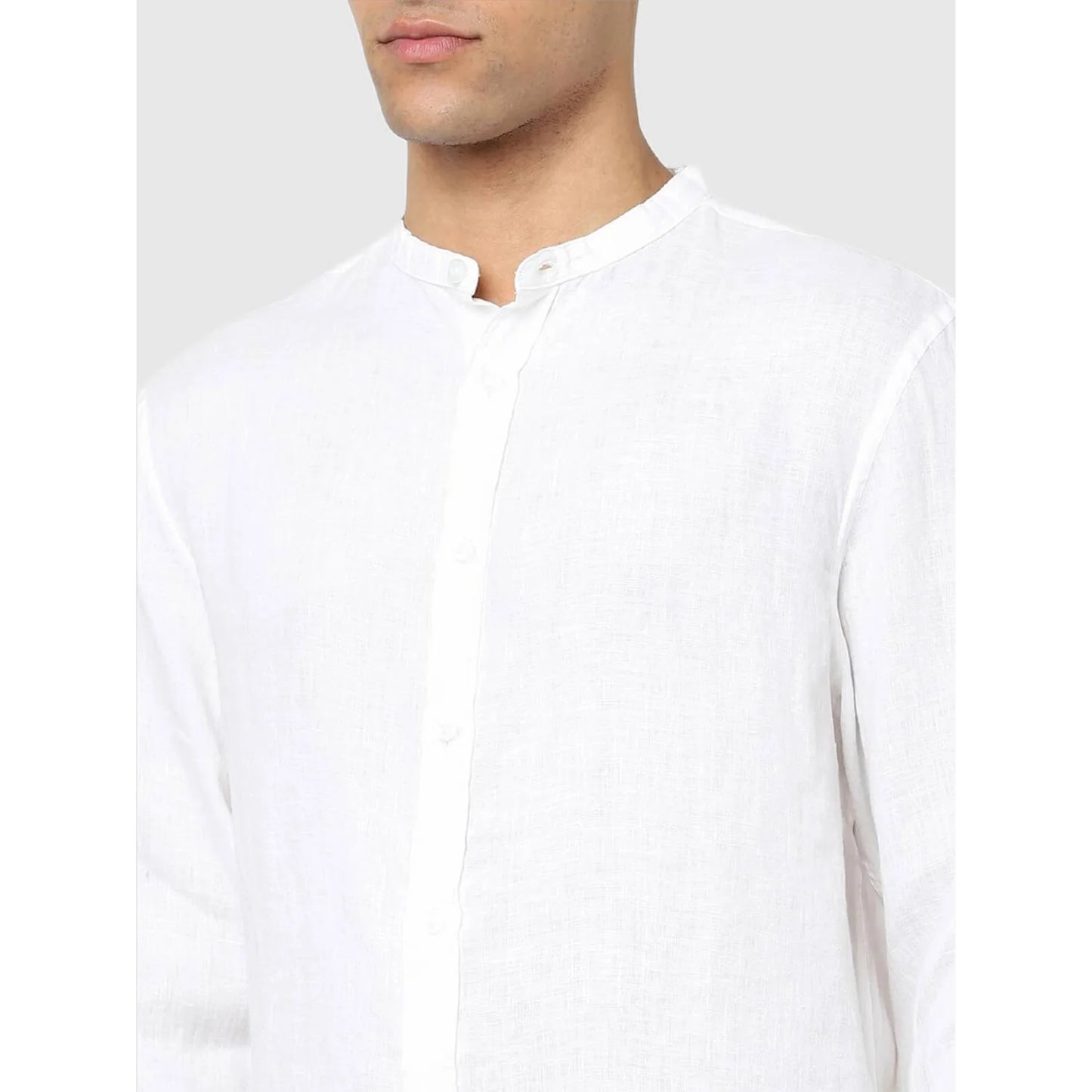 Celio* Solid Regular Fit Linen White Shirt