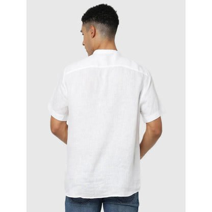 White Solid Linen Shirt