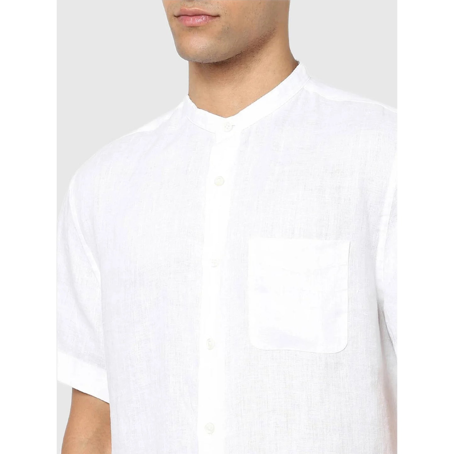 White Solid Linen Shirt