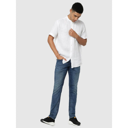 White Solid Linen Shirt