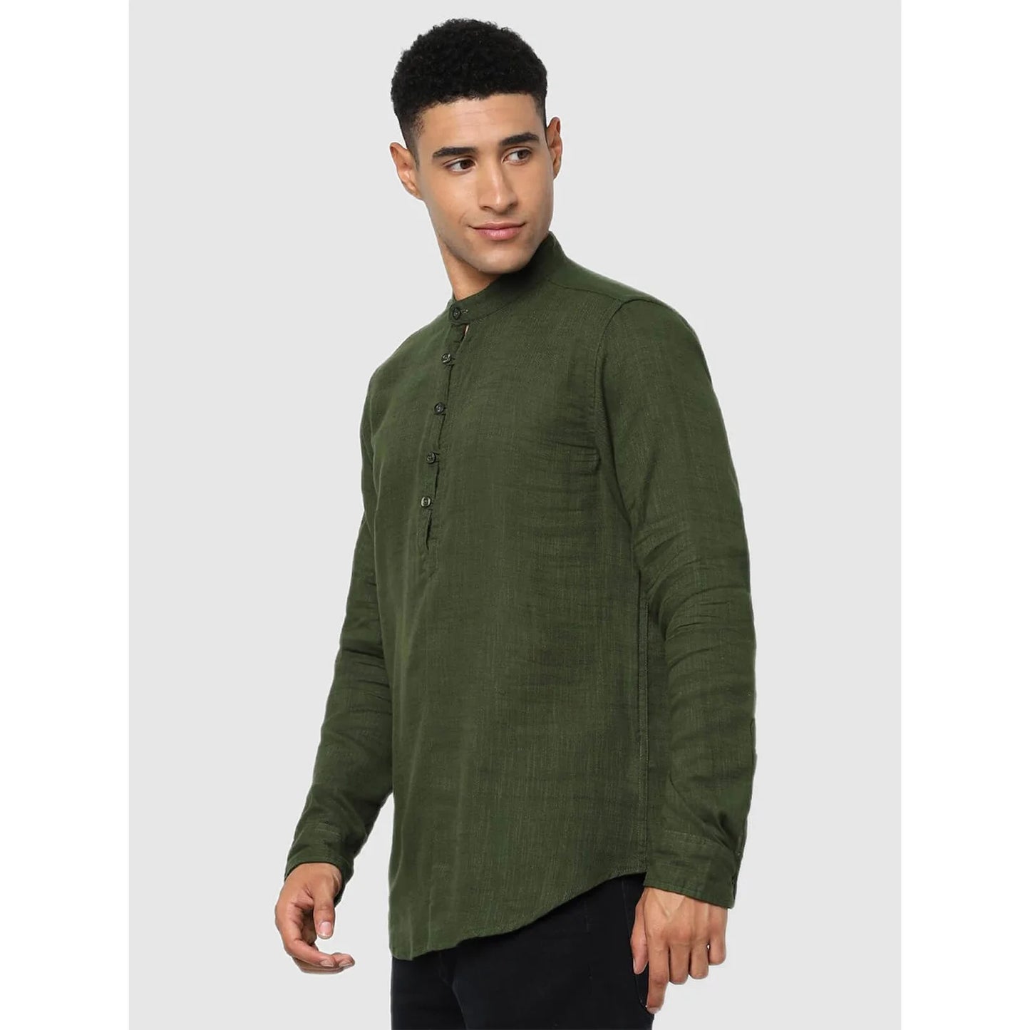 Green Solid Cotton Shirt