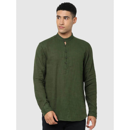 Green Solid Cotton Shirt