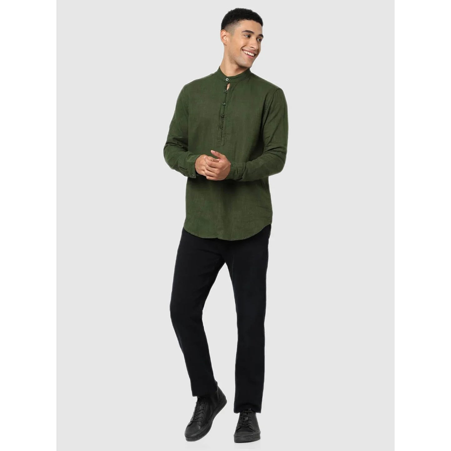 Green Solid Cotton Shirt