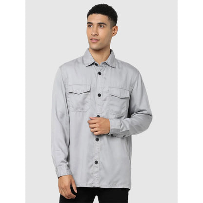 Grey Solid Cotton Shirt