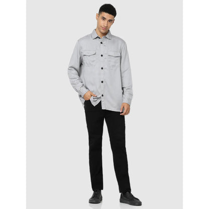 Grey Solid Cotton Shirt