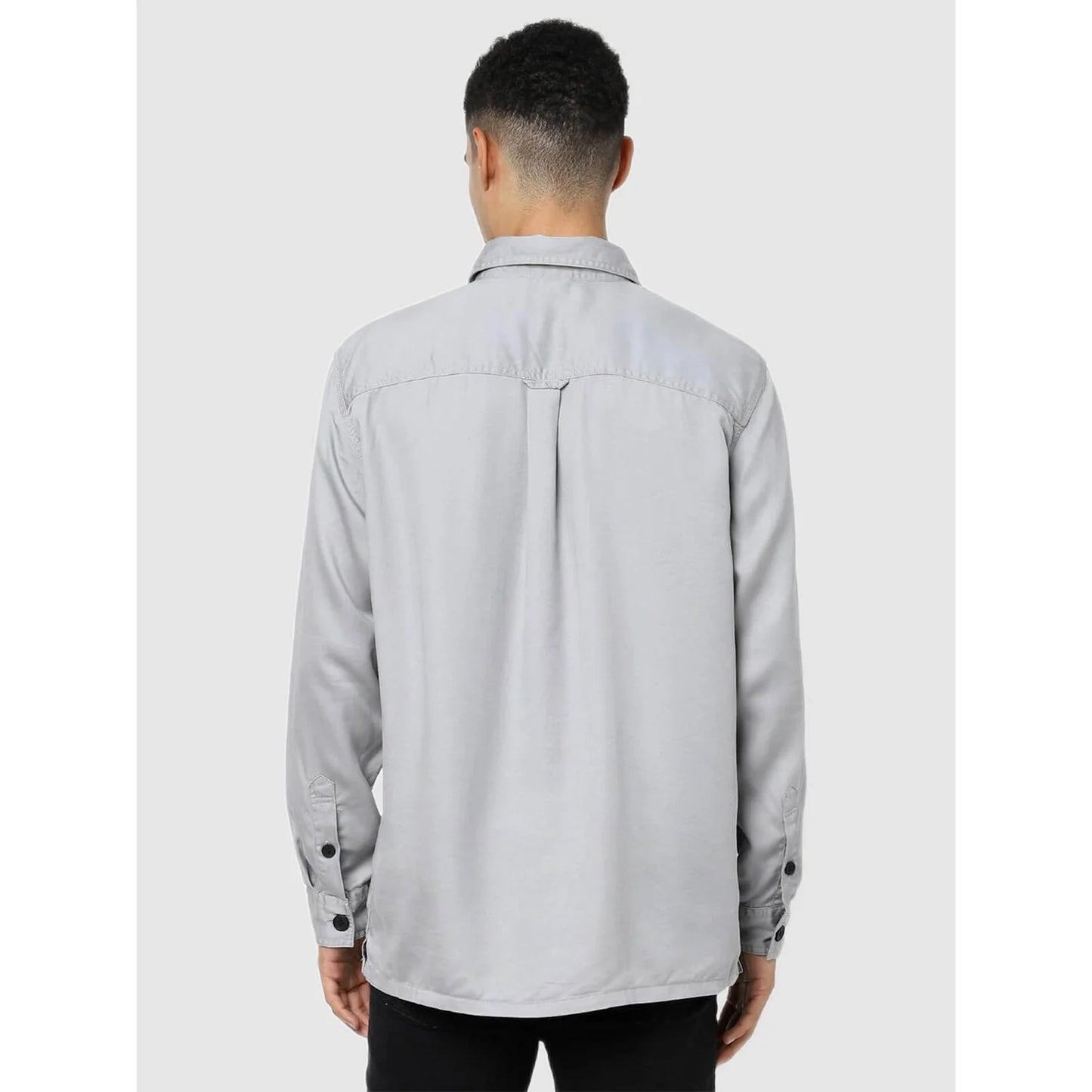 Grey Solid Cotton Shirt