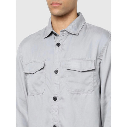 Grey Solid Cotton Shirt