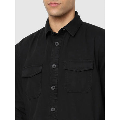 Black Solid Cotton Shirt