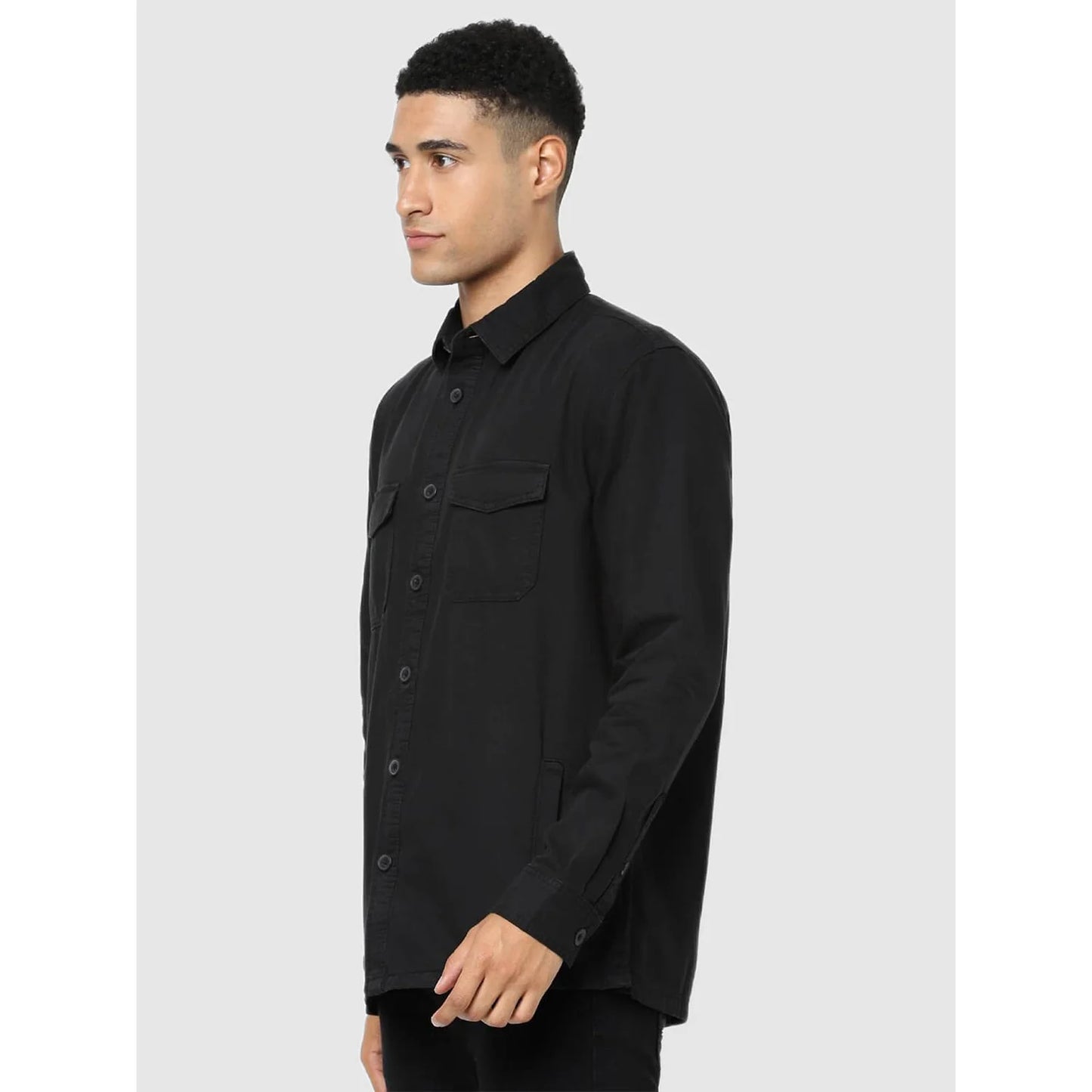 Black Solid Cotton Shirt