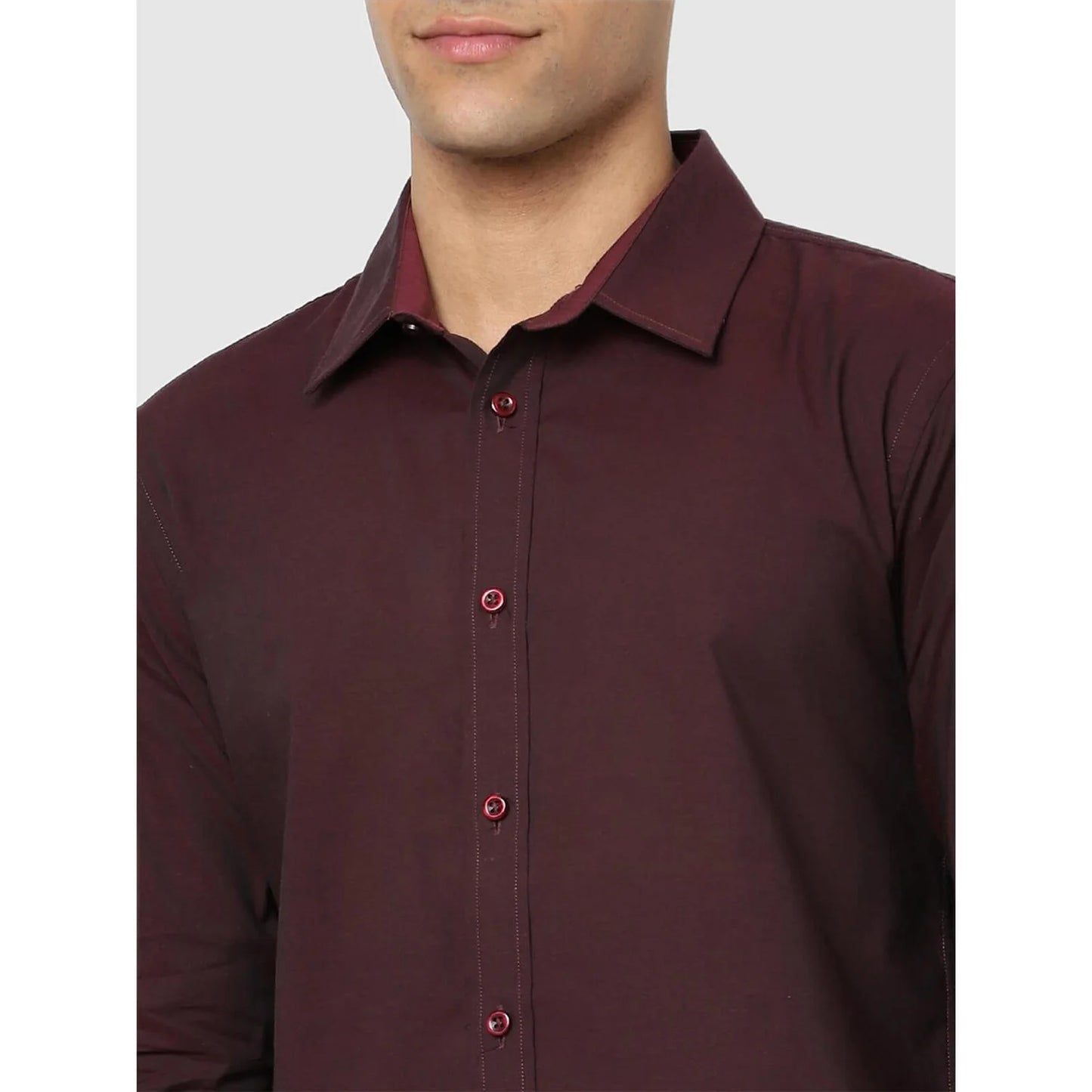 Maroon Solid Cotton Shirt