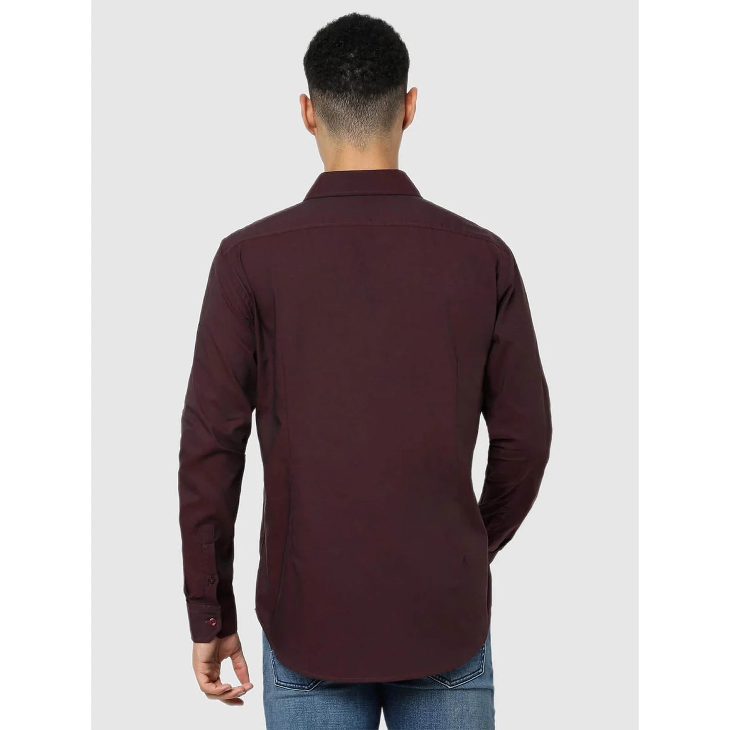 Maroon Solid Cotton Shirt