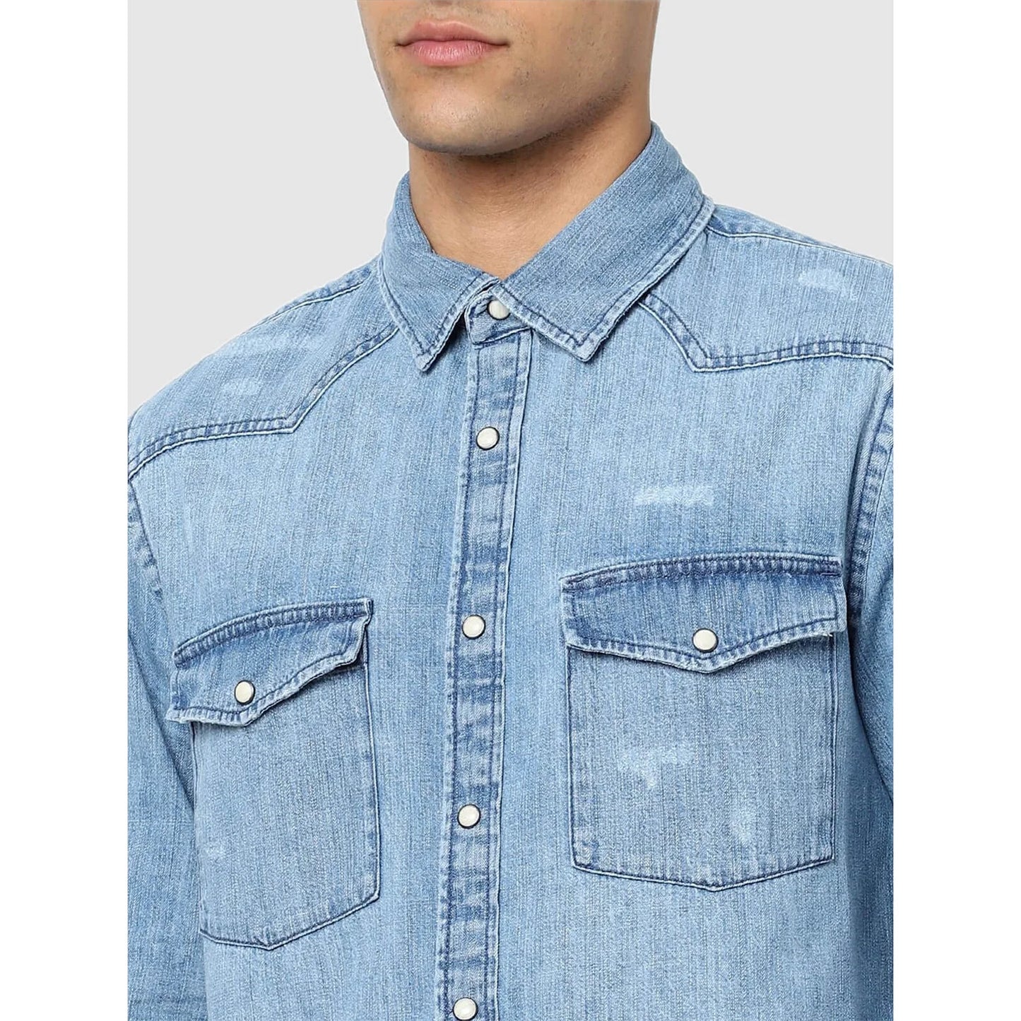 Blue Solid Cotton Shirt