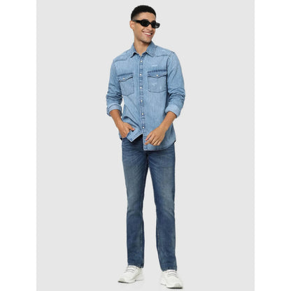 Blue Solid Cotton Shirt