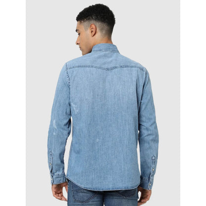 Blue Solid Cotton Shirt