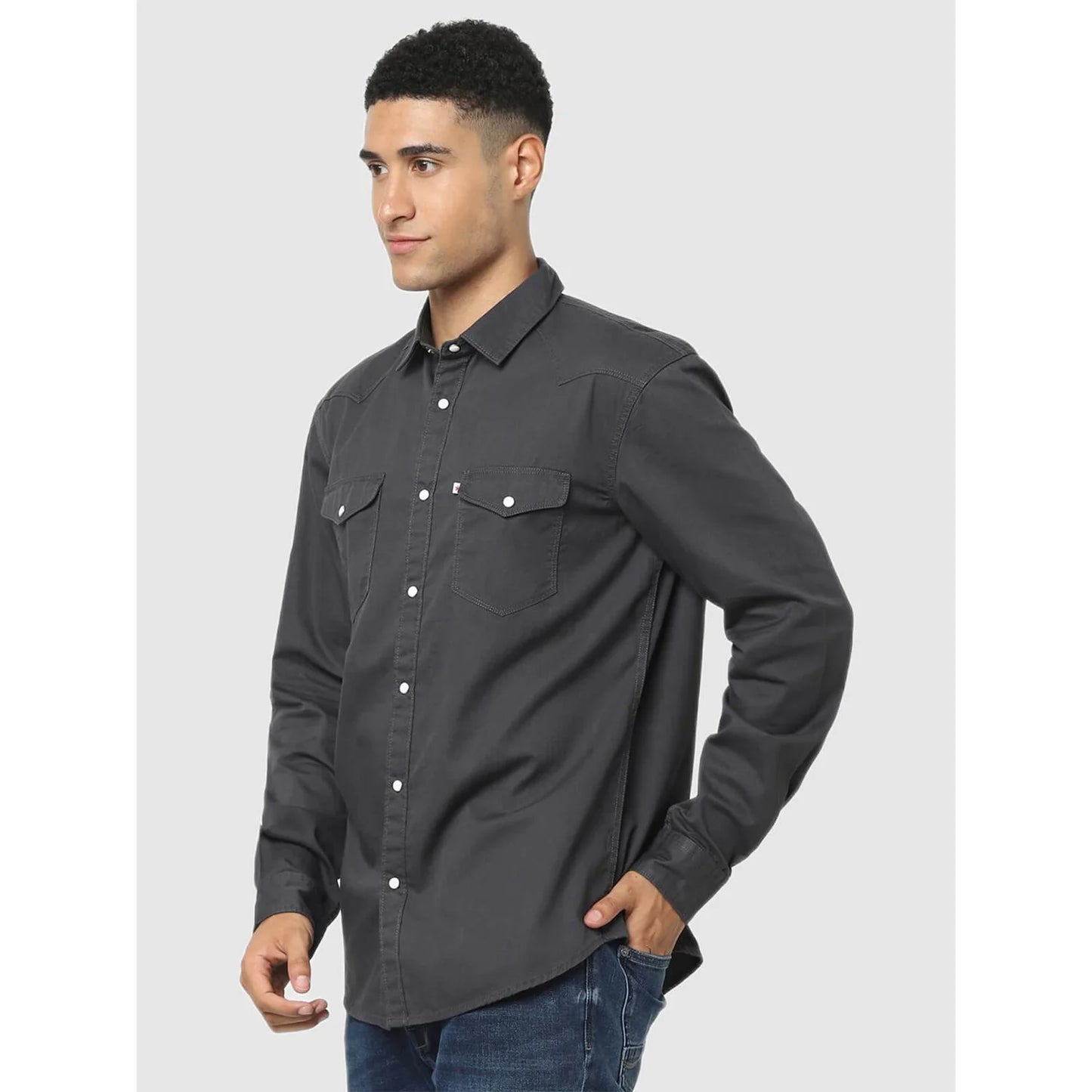 Black Solid Cotton Shirt