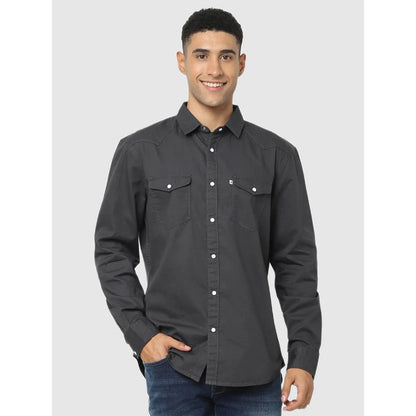 Black Solid Cotton Shirt