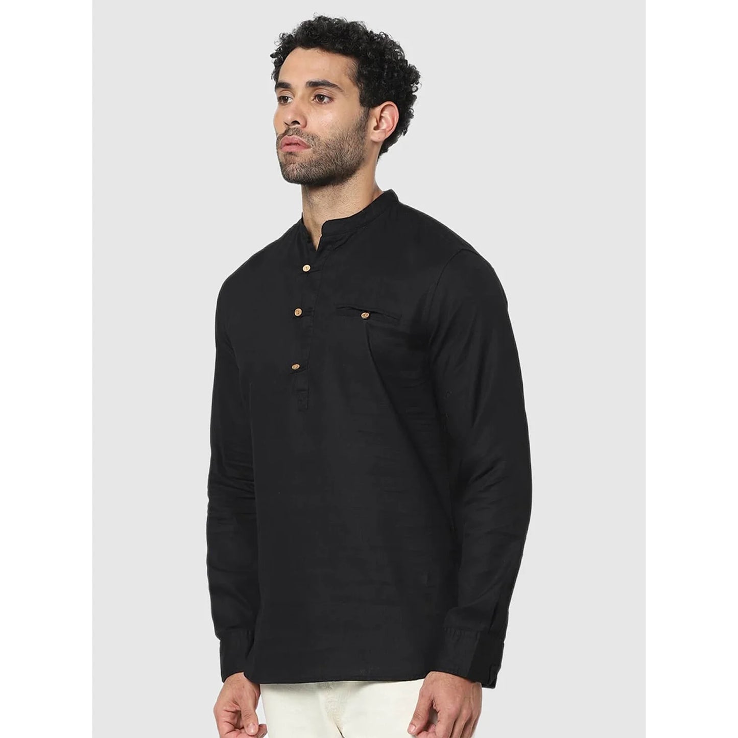 Black Solid Cotton Shirt