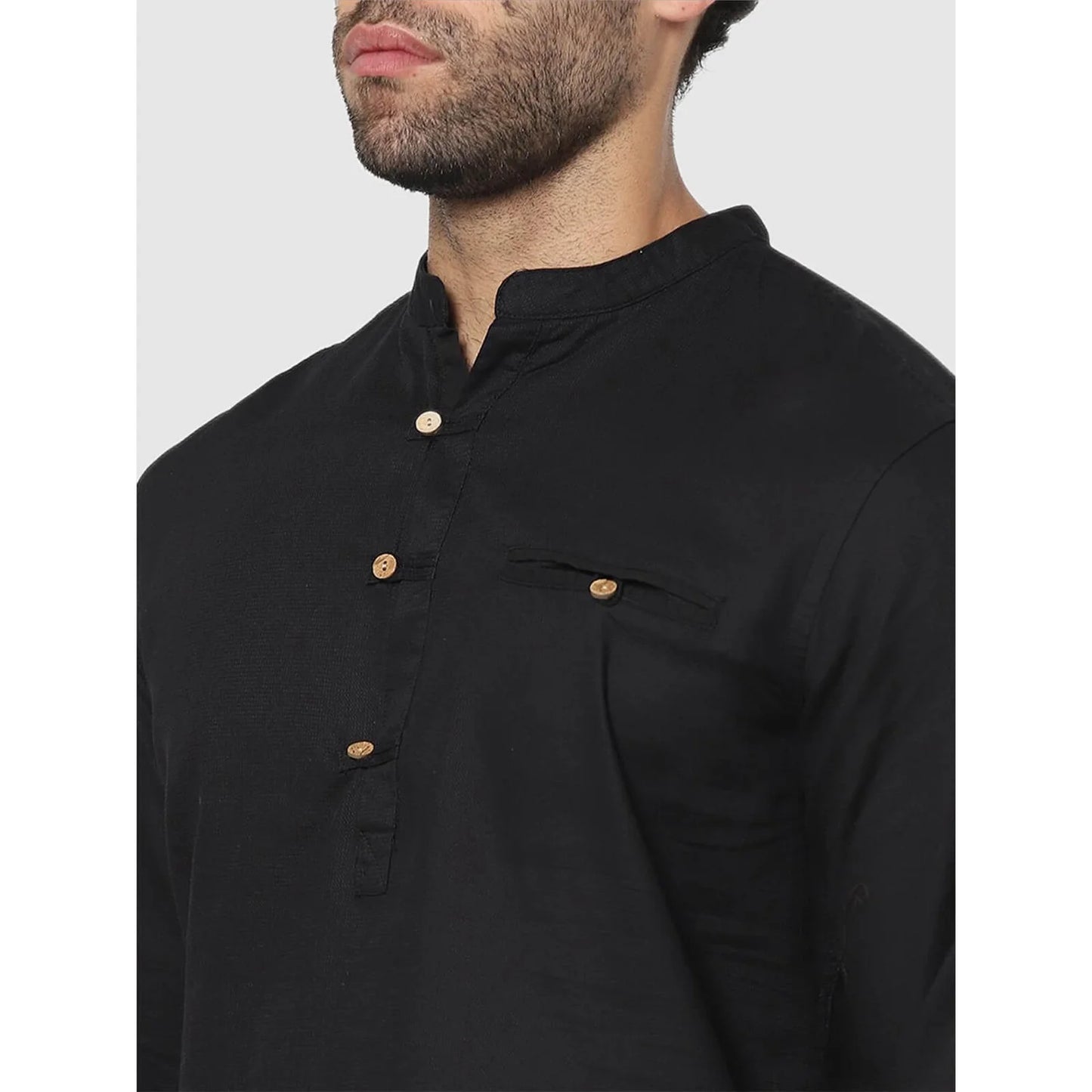 Black Solid Cotton Shirt