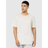 Celio* Solid Regular Fit Linen Off White T-Shirt