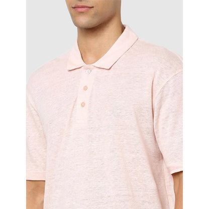 Pink Solid Linen Polo