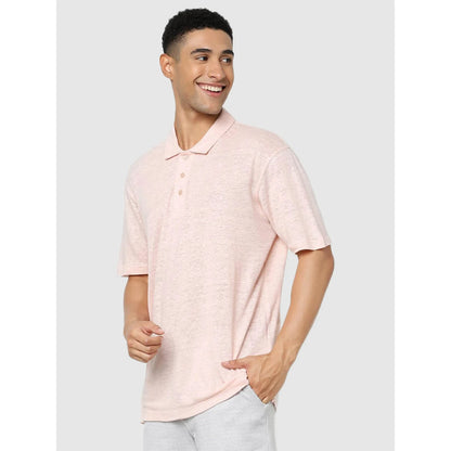 Pink Solid Linen Polo