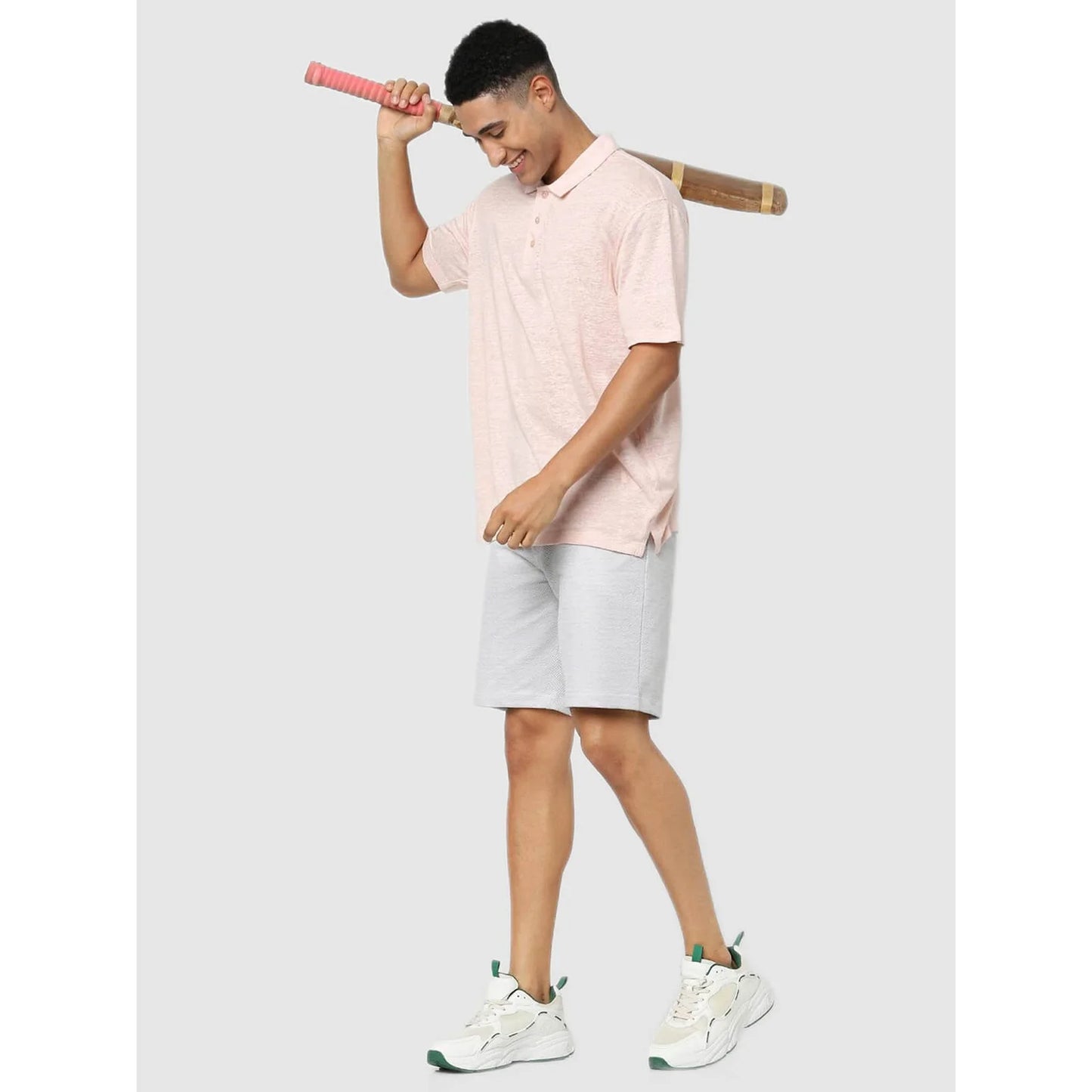 Pink Solid Linen Polo