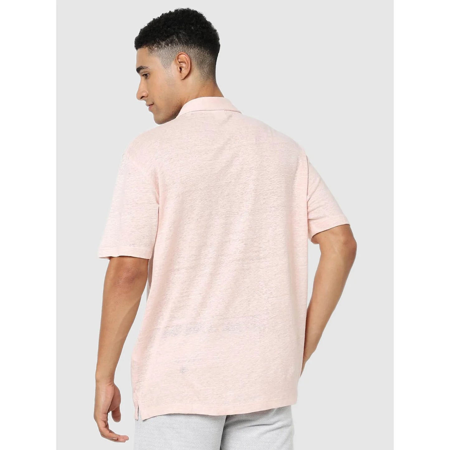 Pink Solid Linen Polo