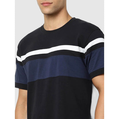 Celio* Colourblock Regular Fit Cotton Black T-Shirt