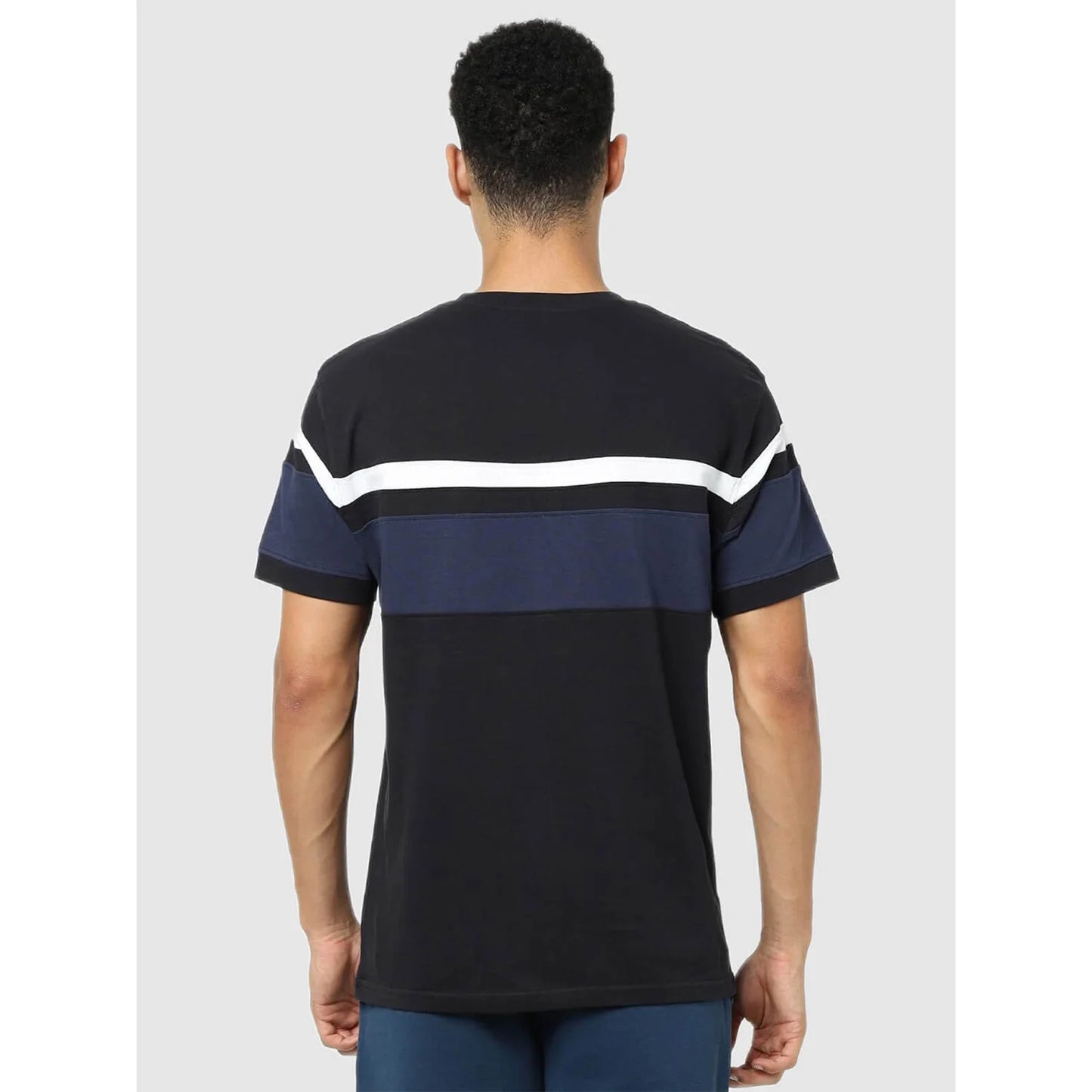 Black Colourblock Cotton T-shirt