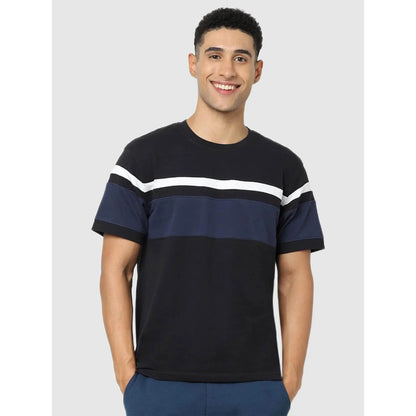 Celio* Colourblock Regular Fit Cotton Black T-Shirt