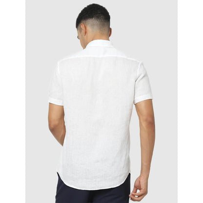 White Solid Linen Shirt