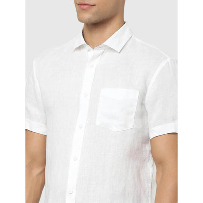 White Solid Linen Shirt