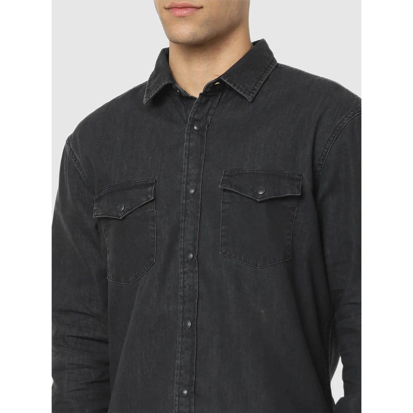 Black Solid Cotton Shirt