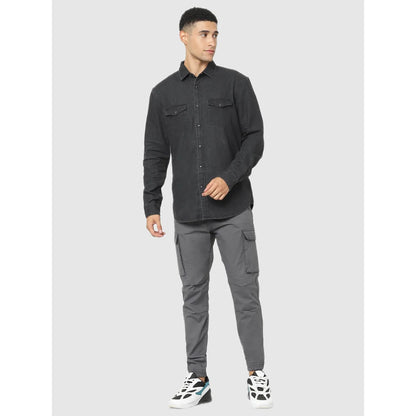 Black Solid Cotton Shirt