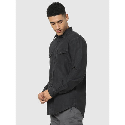 Black Solid Cotton Shirt