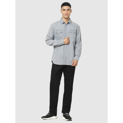 Grey Solid Cotton Shirt