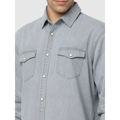 Grey Solid Cotton Shirt