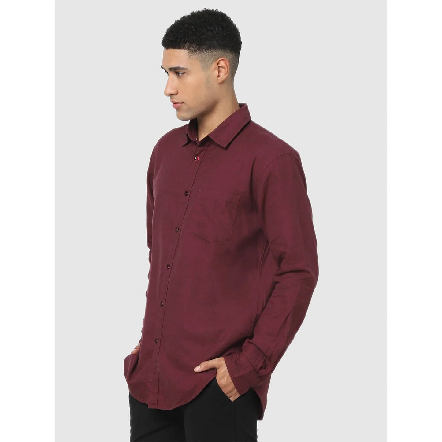 Maroon Solid Cotton Shirt