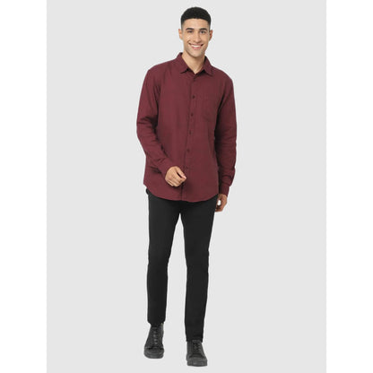 Maroon Solid Cotton Shirt