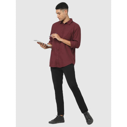 Maroon Solid Cotton Shirt