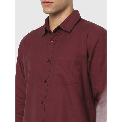 Maroon Solid Cotton Shirt