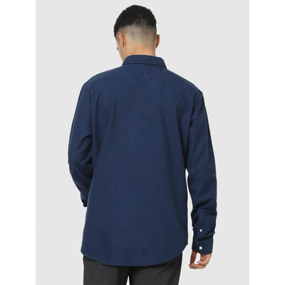 Navy Blue Solid Cotton Shirt