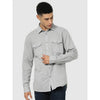 Celio* Solid Regular Fit Linen Grey Shirt