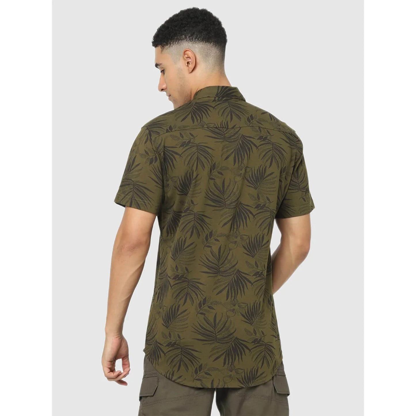 Green Tropical Printed Cotton Shirt