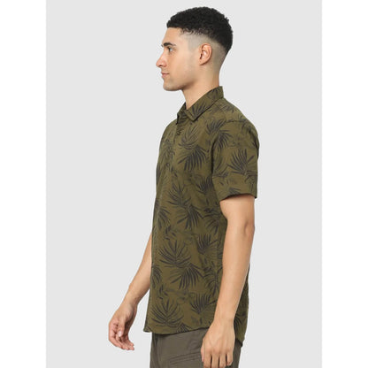 Green Tropical Printed Cotton Shirt