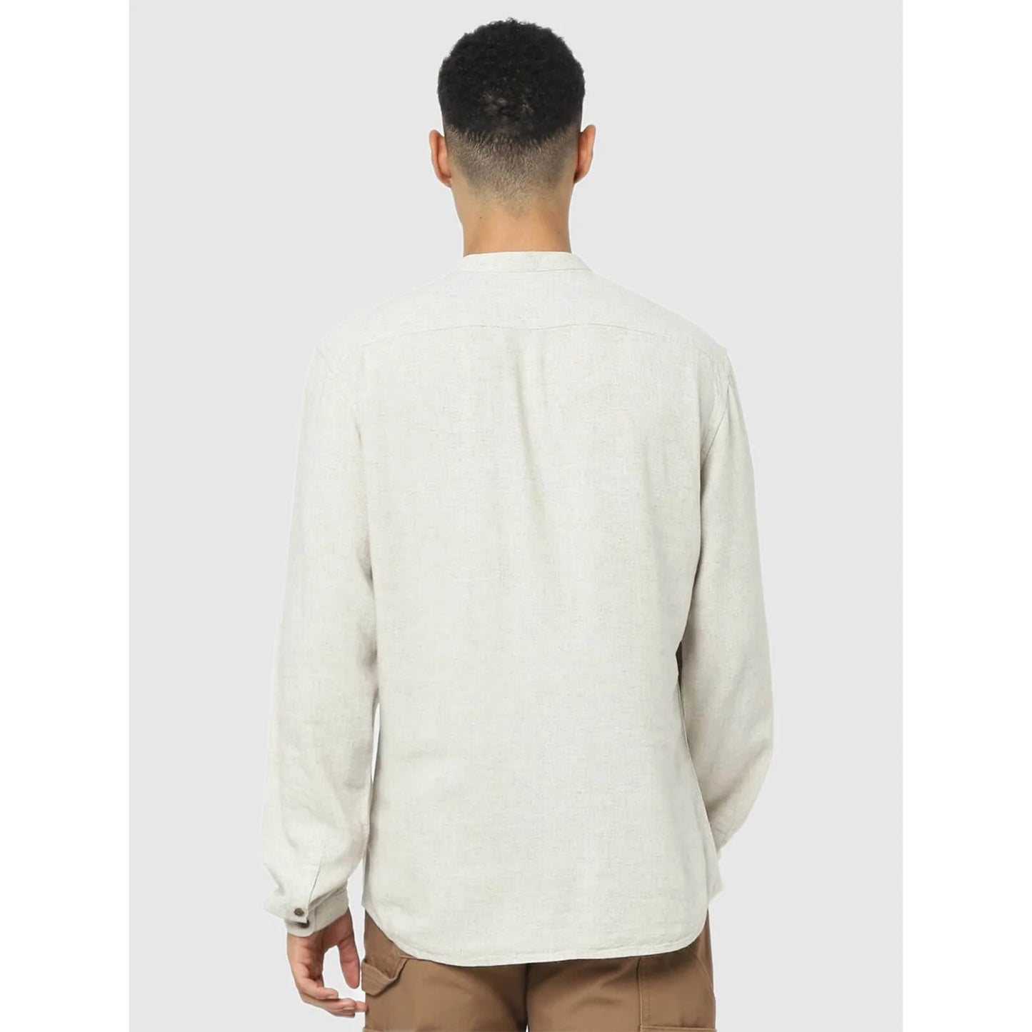 Off White Solid Blended Shirt